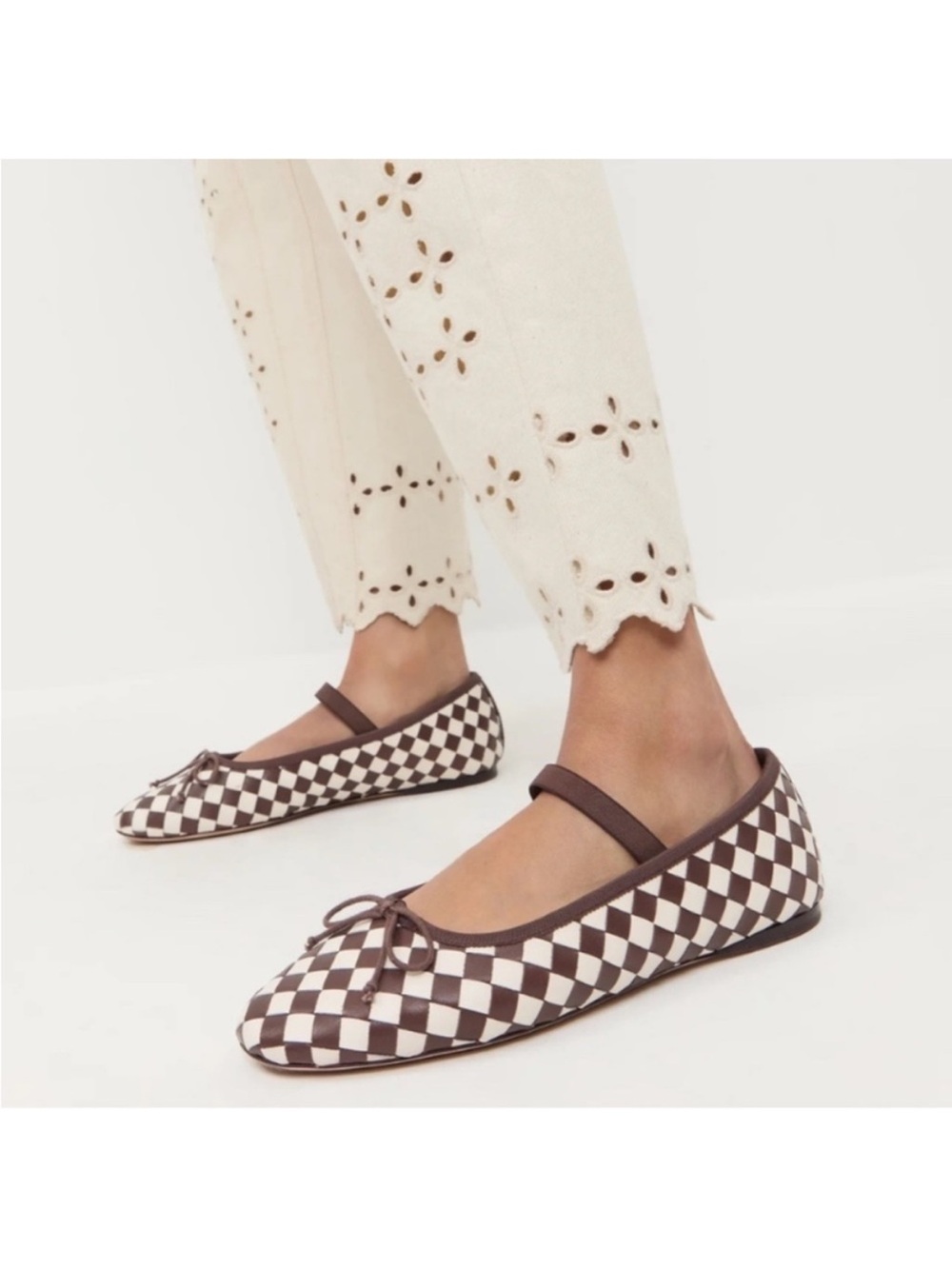 Loeffler Randall Leonie Chocolate Cream Woven Ballet Flat